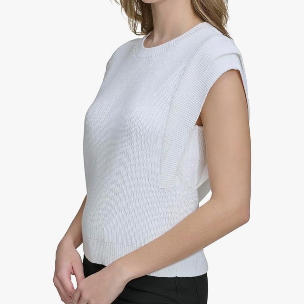 Calvin Klein Sleeveless Extended Shoulder Sweater | Size Small - Picture 3 of 6